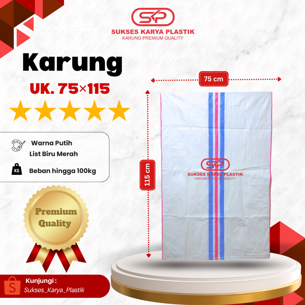KARUNG PLASTIK 75 x 115 CM KUALITAS PREMIUM, KARUNG 75x115 CM, KARUNG PLASTIK 100 KG, KARUNG BERAS 1
