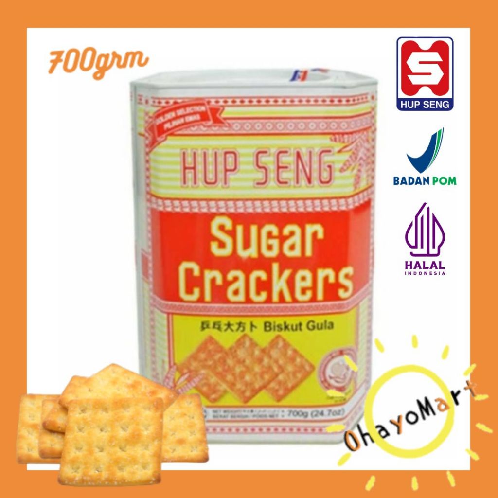 

Hup seng sugar Crackers Kaleng / Biskuit Hupseng gula kaleng 700grm
