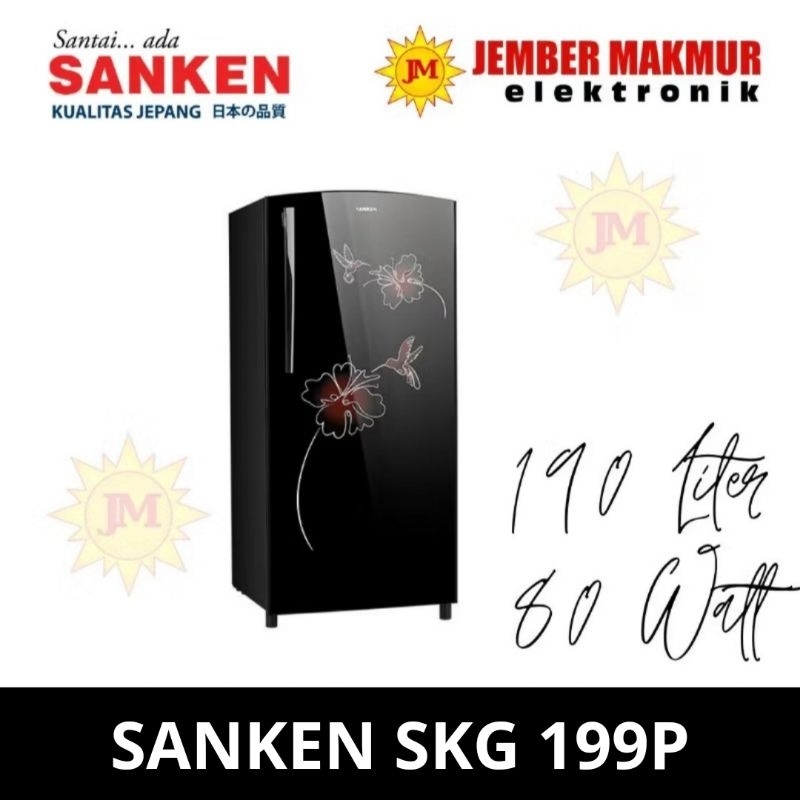 Kulkas Sanken 1 pintu SKG 199 AH BK 190 Liter 80 watt