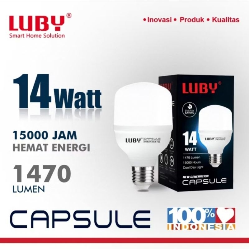 LUBY LED CAPSULE 14 WATT - COOL DAY LIGHT E27/LAMPU LED LUBY WARNA PUTIH 14 WATT/LAMPU LED WARNA PUT