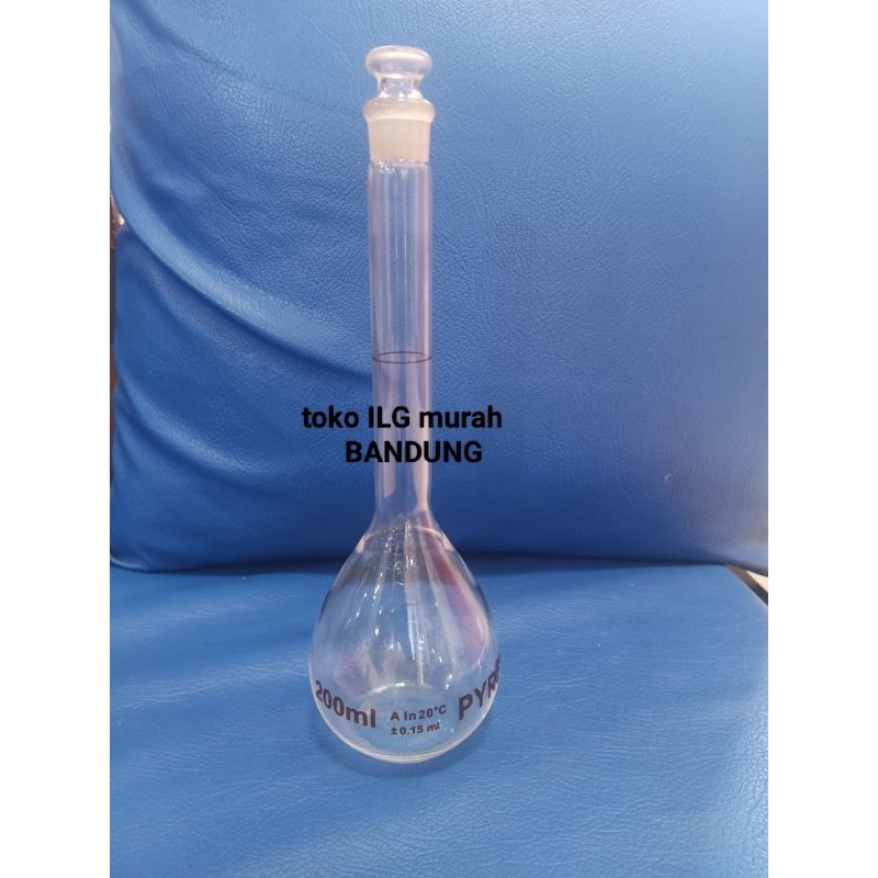 labu ukur 200ml pyrex grade A tutup glass