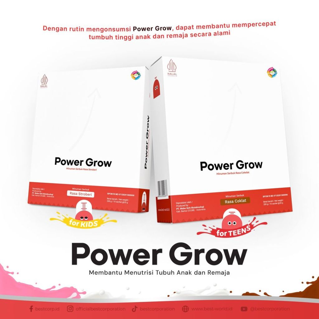

BPOM POWER GROW Susu Peninggi Badan Terbaik Untuk Anak dan Remaja Rasa Coklat, Stroberi dan Vanilla