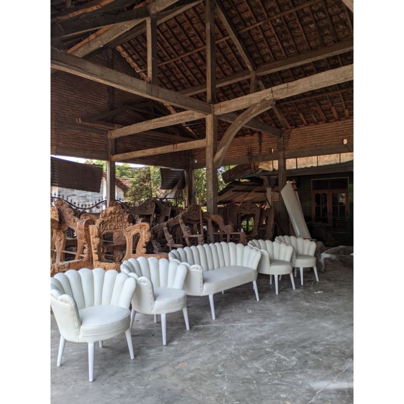 ( PROMO ) SOFA PELAMINAN KERANG LESTI TERBARU / KURSI PENGANTIN LESTI KERANG / KURSI DEKORASI PERNIK