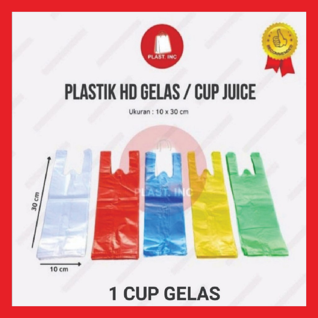 KANTONG PLASTIK / KRESEK WARNA WARNI CUP GELAS/ CUP JUS/ CUP BOBBA 10X30