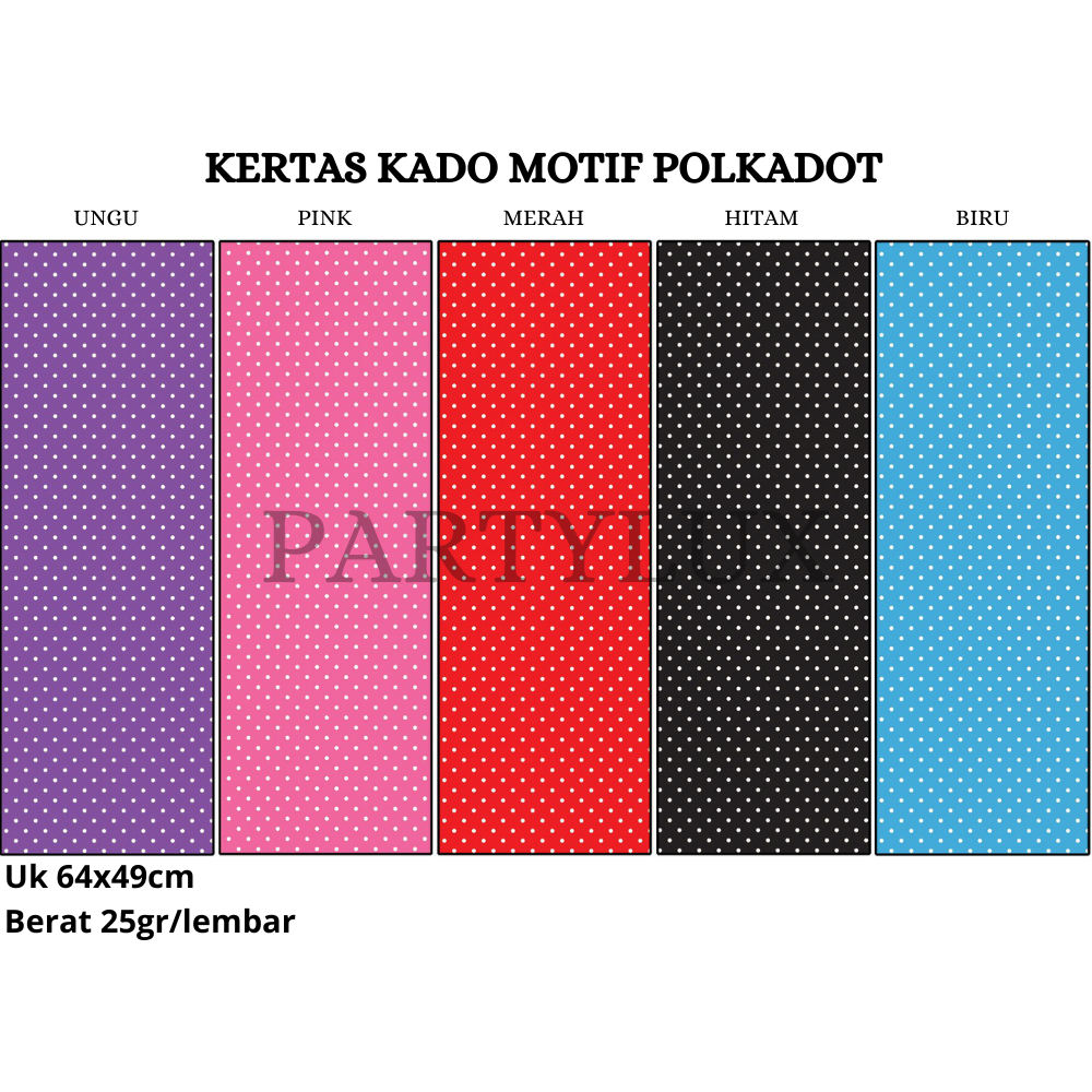 

Kertas Kado Polos Motif Polkadot / Bungkus Kado Doff Wrapping Paper