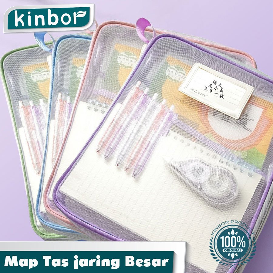 

Tas Dokumen Transparan 3 Lapis / Tas Buku Portabel Jaring Tas Penyimpanan Kertas