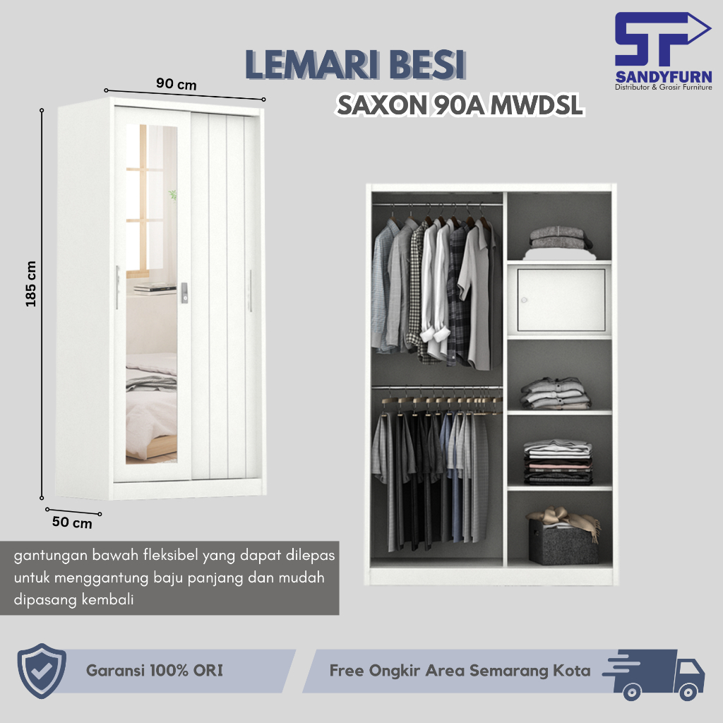 LEMARI BESI - Lemari Pakaian Besi Sliding / Pintu Geser - SAXON
