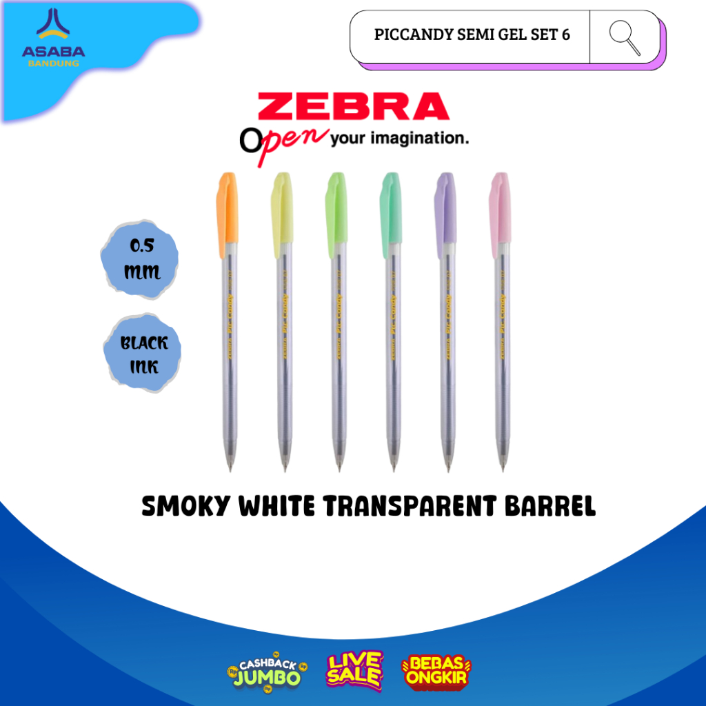 

Asaba Bandung - Zebra Piccandy Semi Gel 0.7MM (6 Collors Cap) - Satu Set Isi 6 Pcs