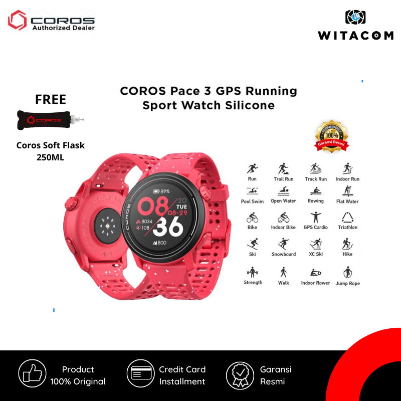 COROS Pace 3 GPS Running Sport Watch Silicone - Red