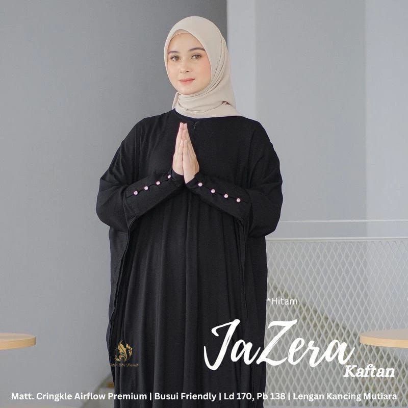 Jazera Kaftan Polos Crinkle Airflow Premium - Kaftan Jumbo Maksi Busui Lengan Panjang Gamis Kaftan L