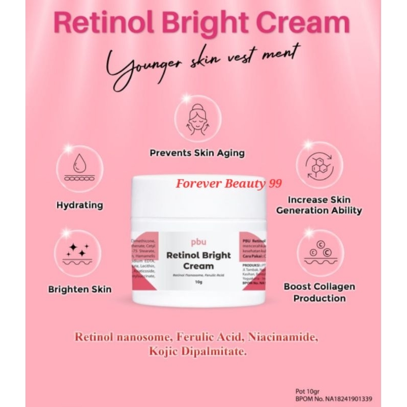 PBU Retinol Bright Cream - krim pencerah & anti aging - pbu - BPOM