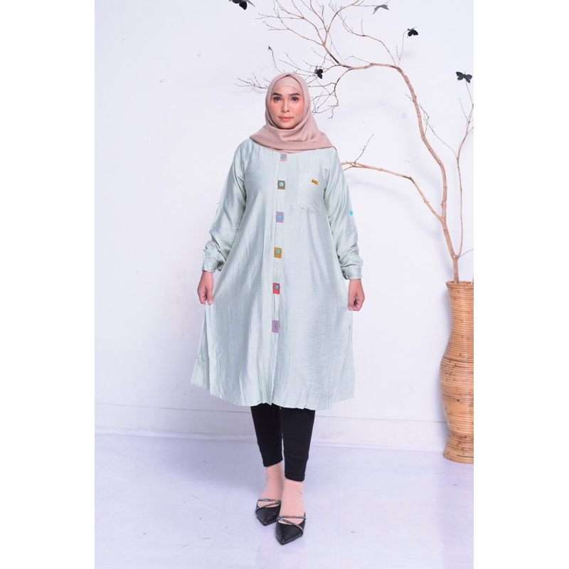TUNIK Zalfaoutfit NEYLA SORAYA tunik marbel rayon polo linen kancing muslim polos cewek kekinian