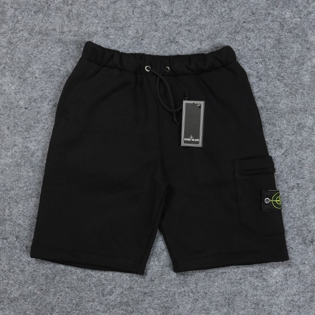 Celana Pendek Stone Island Black Cargo Short Pants SI Original High Quality Distro