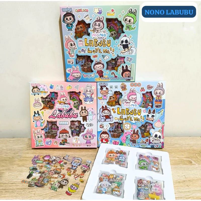 

Sticker Nono Labubu Love Me Stiker Dekorasi Mainan Edukasi Anak Isi 100 Lembar