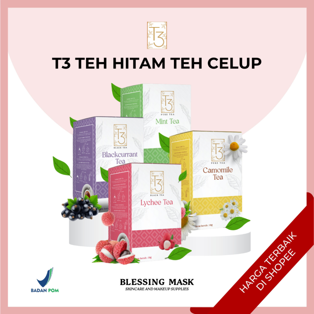 

T3 Teh Hitam Teh Celup | Tetiga Menyegarkan, Menghidrasi, & Kaya Antioksidan | 1pack isi 20 teapouch