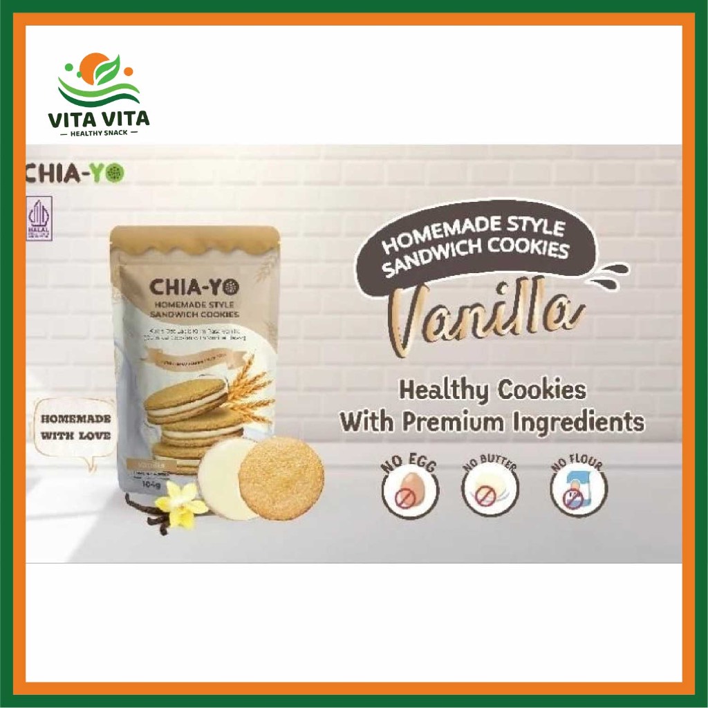 

Chiayo Cookies Sandwich Vanilla 104gr Cemilan sehat/ diet