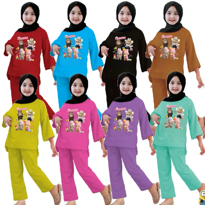 BAJU SETELAN ANAK LABUBU / SETELAN LABUBU ANAK / BAJU LABUBU VIRAL / SETELAN ANAK PEREMPUAN VIRAL