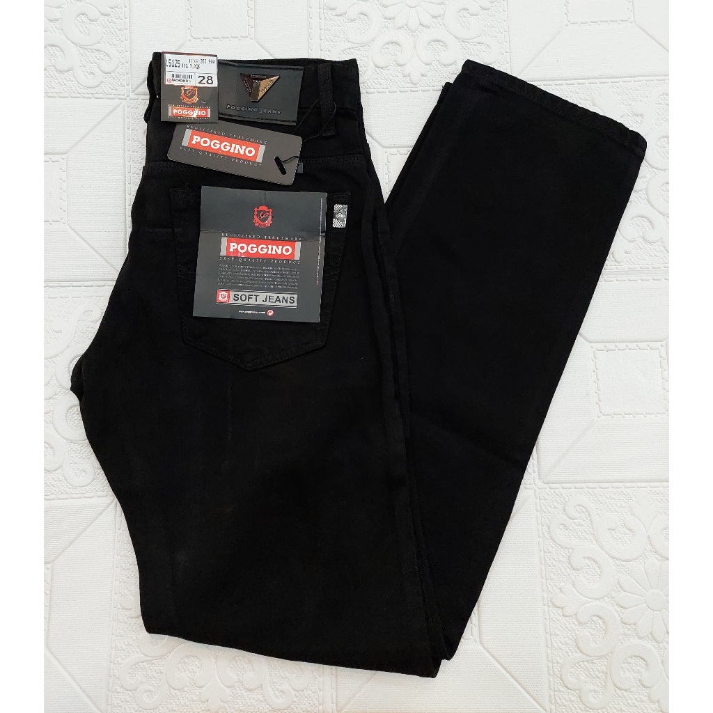 Celana Poggino Soft Jeans Hitam Panjang Pria