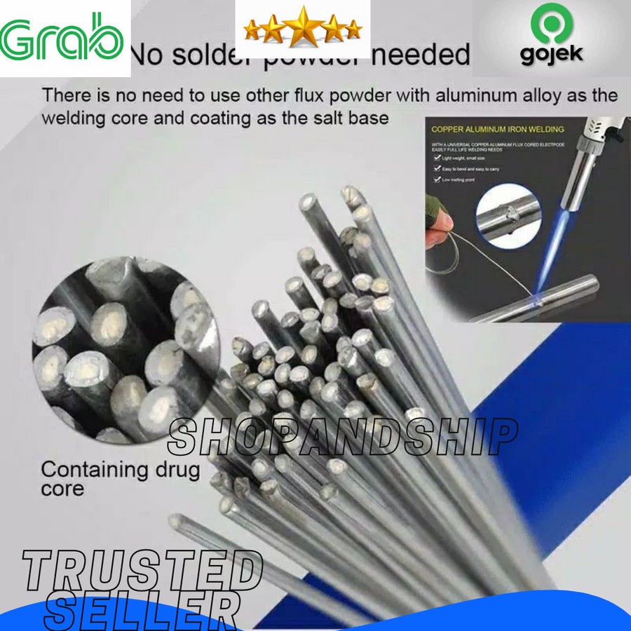 Kawat Las Aluminium Brazing Alloy Low Temp + Flux 1.6 mm P : 50cm ORIGINAL SAS