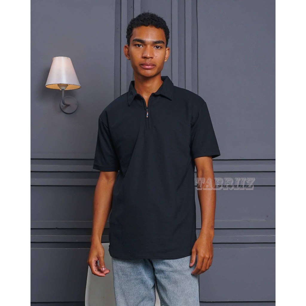Kaos Kerah Pria Polo Shirt Zipper Polos Lengan Pendek / Kaos Polo Zipper / Kaos Polo Pria / Polo Shi