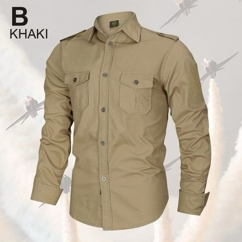 Kemeja Tactical Pria Polosan Warna khaki Nyaman Dan Kekinian