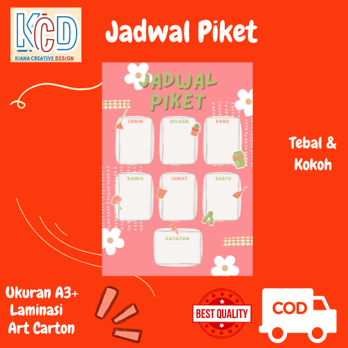 

Kiana Creative Poster Jadwal Piket Sekolah Paud Tk SD A3 bahan Tebal Kokoh