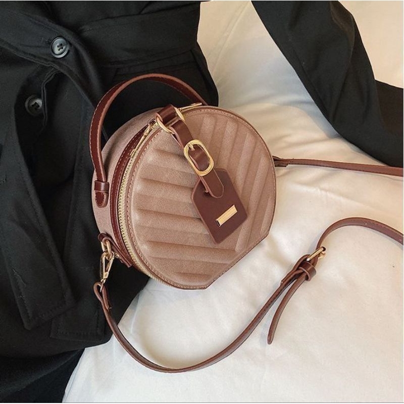 SALE JQ2716 TAS SELEMPANG BULAT IMPORT TAS BULAT Grosir tas pasar senen jakarta supplier tas import 