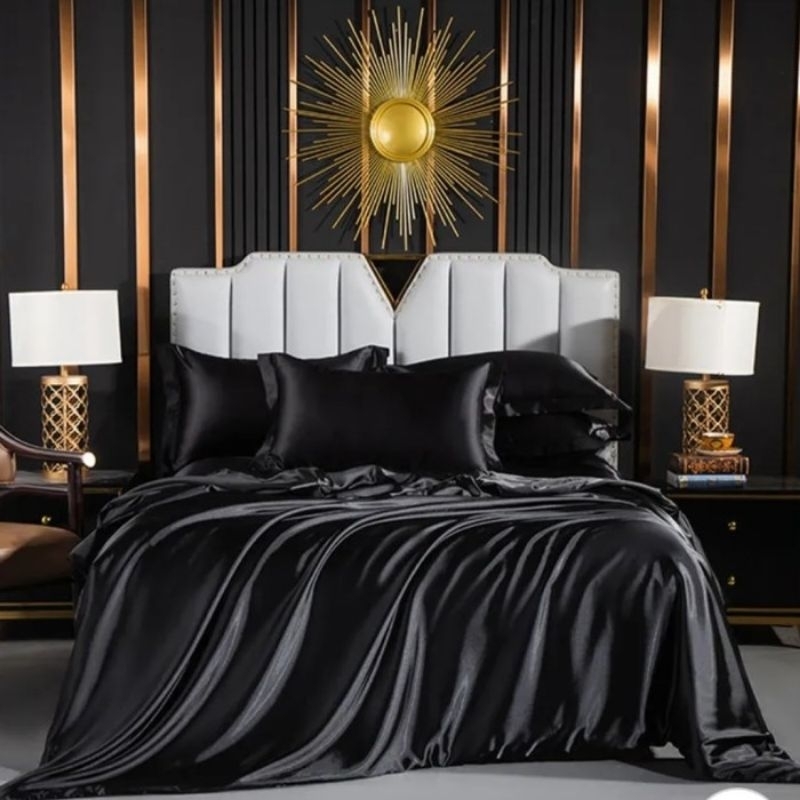 Bedcover Set Sprei Satin Velvet/Bedcover Satin/Sprei Satin UK 120x200 (No.3)/Sprei Anti Geser