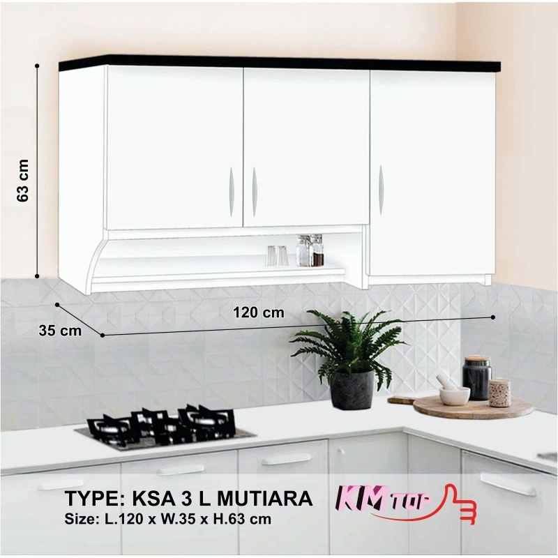 Lemari Gantung Dapur Minimalis Rak Dinding Kitchen Set 2 Pintu Warna Hitam Putih
