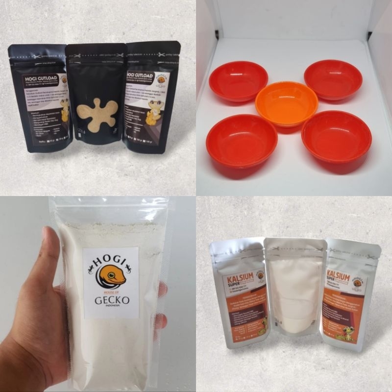 PAKET PERLENGKAPAN (DOLOMIT + KALSIUM + GUTLOAD + WATERDISH) UNTUK LEOPARD GECKO