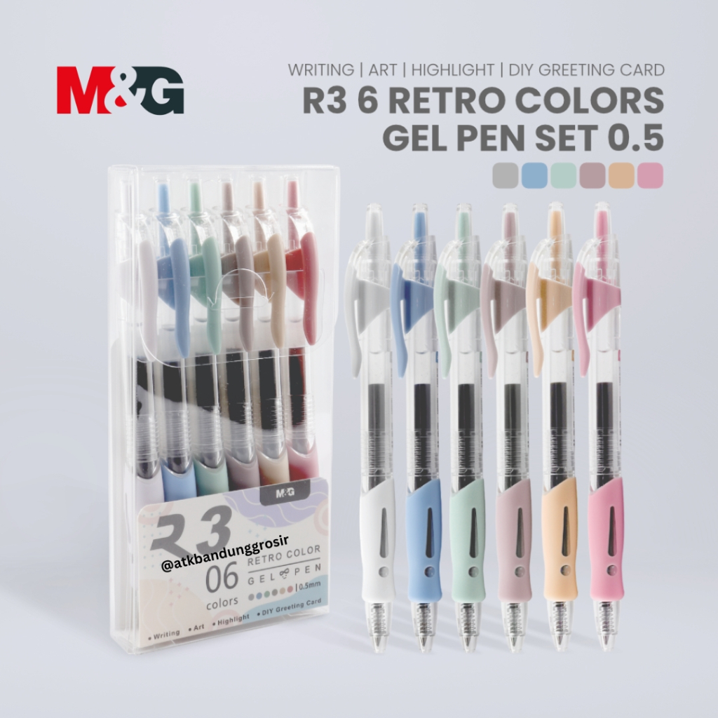 

Pulpen Gel M&G R3 Retro Color Set 6 Warna 0.5mm Warna Pastel #AGP023R4 - Set