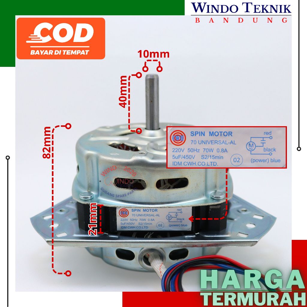 (BIG SALE) DINAMO SPIN PENGERING 2 TABUNG UNIVERSAL 70WATT | MOTOR DINAMO SPIN MESIN CUCI 2TABUNG MU