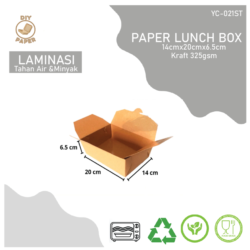 PAPER DELI BOX FOOD (MODEL 1 UKURAN L TYPE: YC-021ST) PAIL PAPER LUNCH  BOX PAPER RICE BOX DELIBOX K