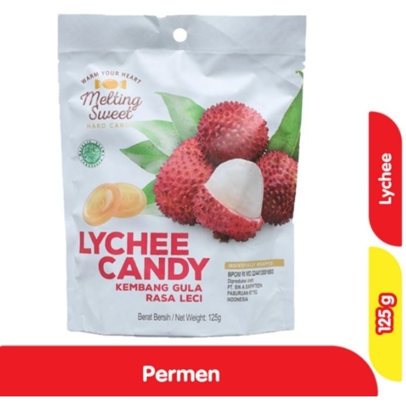 

Expire Date Mei 2026 Melting Sweet Lychee Candy 125 gram (Permen Rasa Leci) Lychee Candy