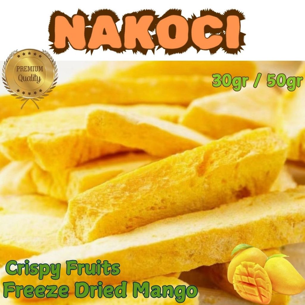 

LAGI VIRAL !! NAKOCI Freeze Dried Mango - Snack Viral Buah Kering Mangga Manggo Dried 30 gr 100gr Premium Grade A