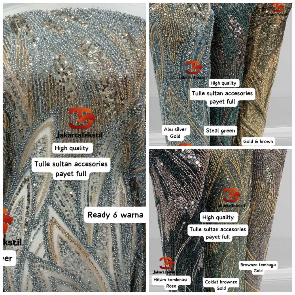 [ 163 ] Bakal Kain Kebaya tile pengantin dress gaun tile payet accesories elisab payet full