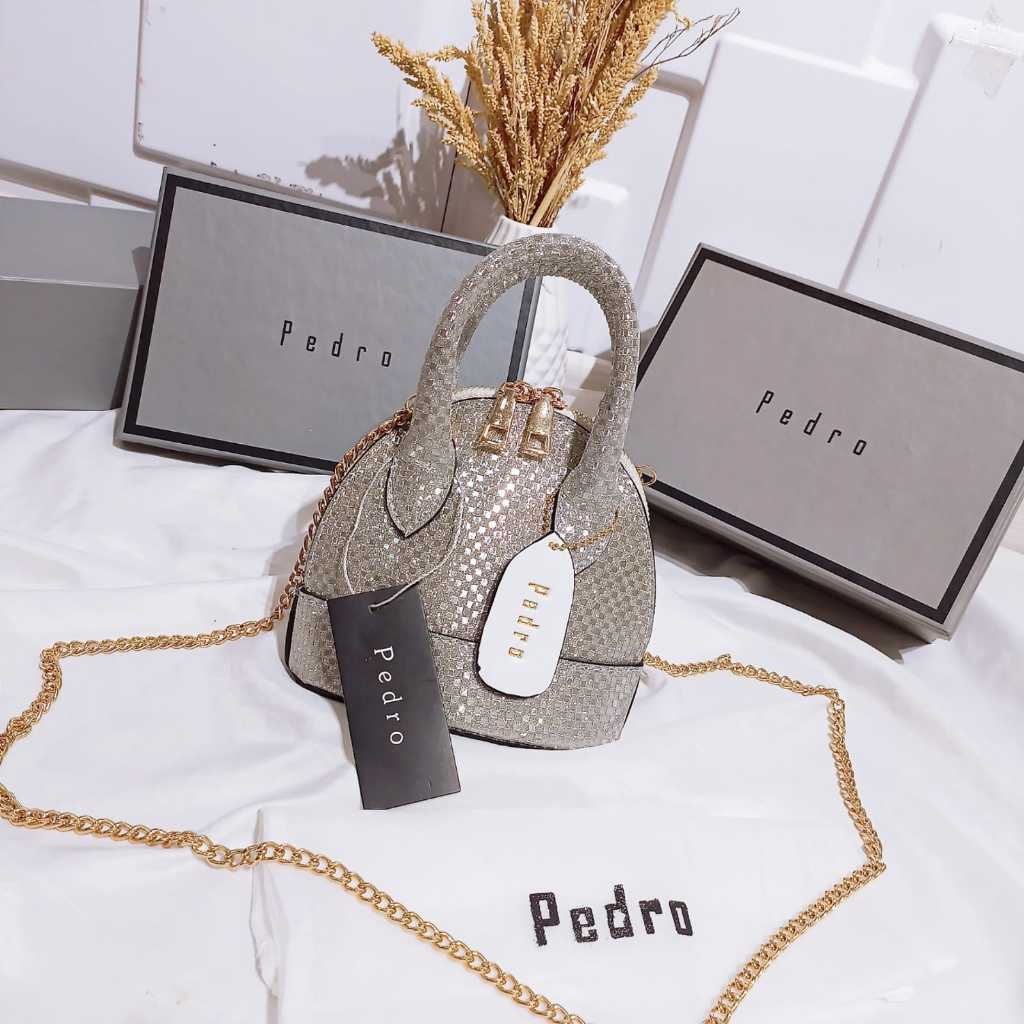 Big Sale Tas Selempang P*Dro Alma Mini Gliter Kode Sp029 Import + Set Box ( Ada Tali Panjang,