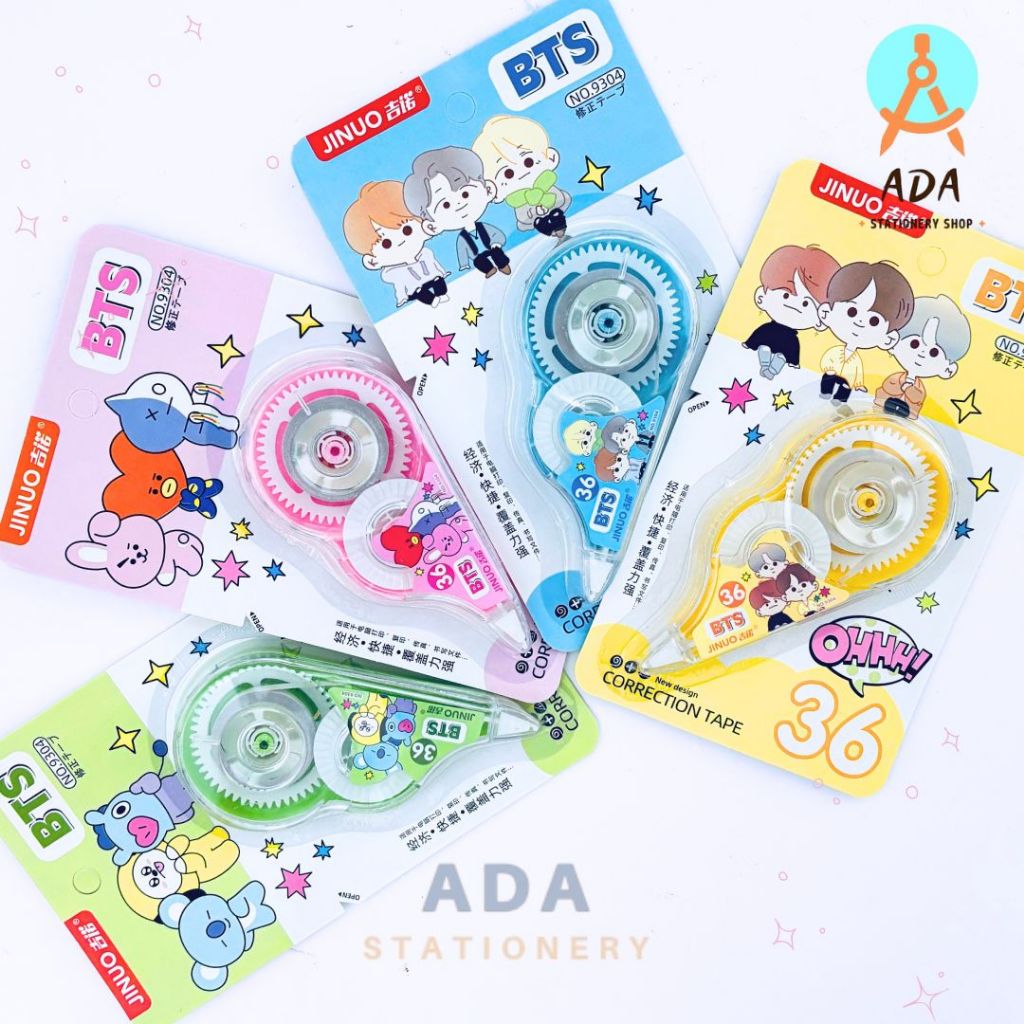 

(1 Pc ) CORRECTION TAPE BT21 /9304 JINUO/ BTS/ TATA/TIPE X KERTAS 36M