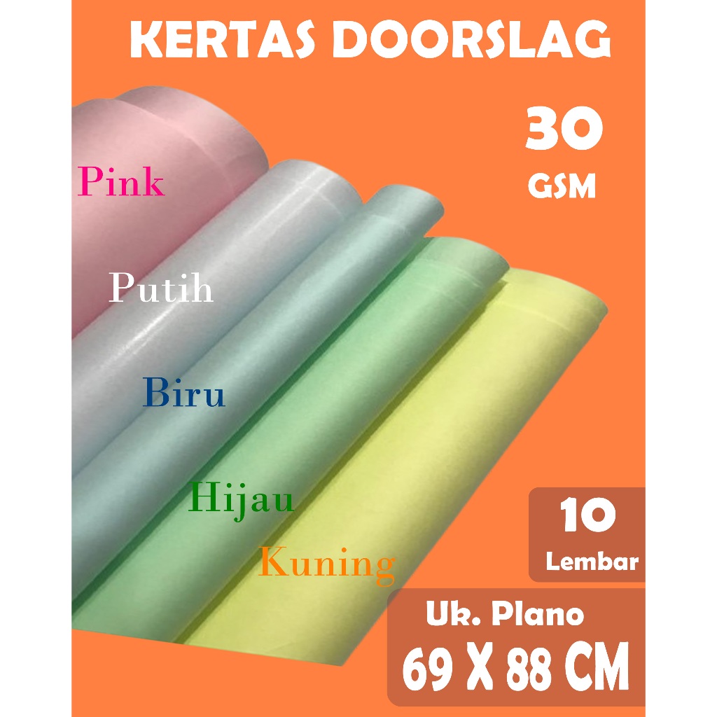 KERTAS DOORSLAG / KERTAS PEMBUNGKUS / KERTAS HAMPERS 30 GSM UKURAN  69 X 88 CM ,  10 LEMBAR