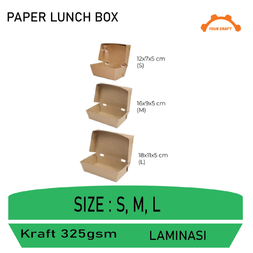 PAPER DELI BOX FOOD (MODEL 2 UKURAN  S, M, L ) PAIL PAPER LUNCH  BOX PAPER RICE BOX DELIBOX KOTAK NA