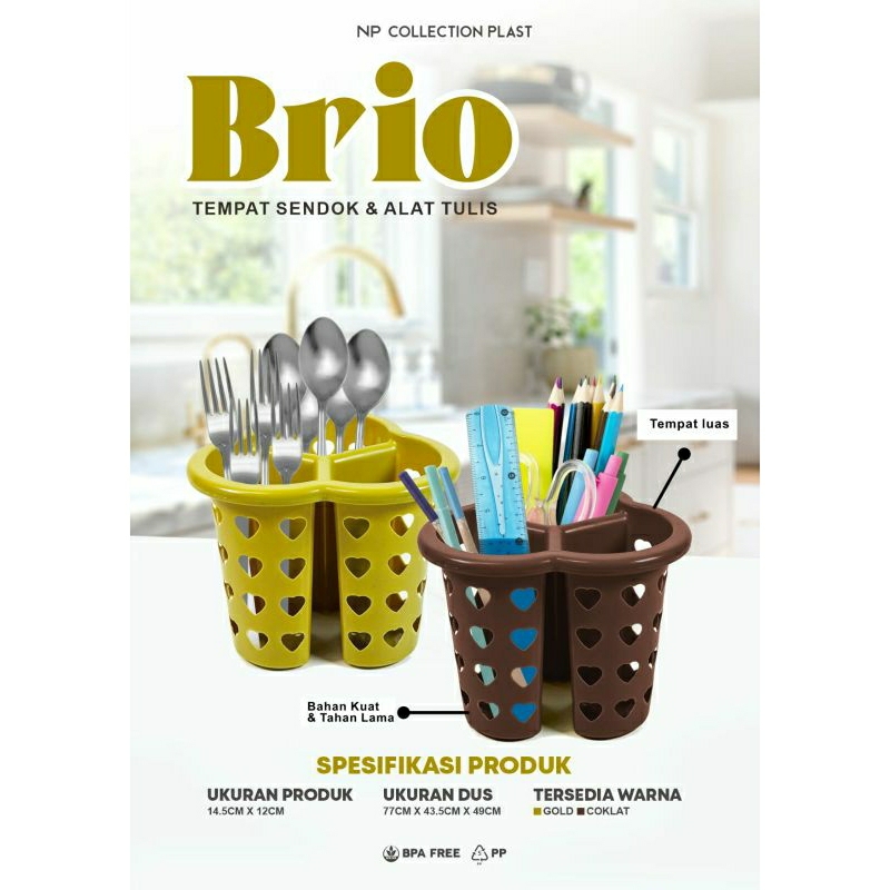 Tempat sendok Brio serbaguna / Tempat sendok 3 sekat / Tempat sendok BRIO NP