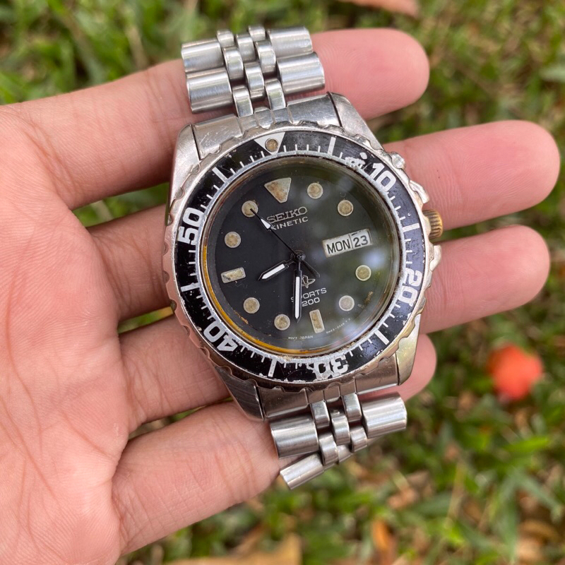 jam tangan Seiko Sport kinetic diver mesin quartz jadul kuno antik vintage
