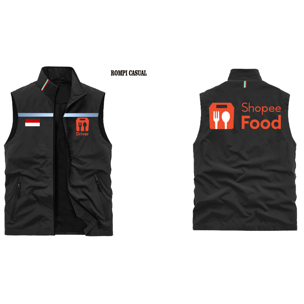 Rompi Oren | Rompi ShopeFood | Rompi Driver Kurir | Rompi Kasual | Rompi Vest ShopiFood