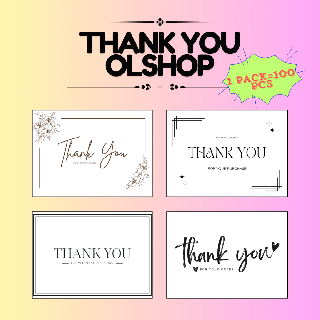 

100 Lembar Kertas Thank You Simple | Thank You Card | Kartu Thank You