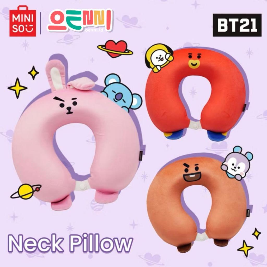 MINISO Bantal Leher Travel BT21 Chimmy Cooky Multifungsi Neckpillow Bentuk U Shape