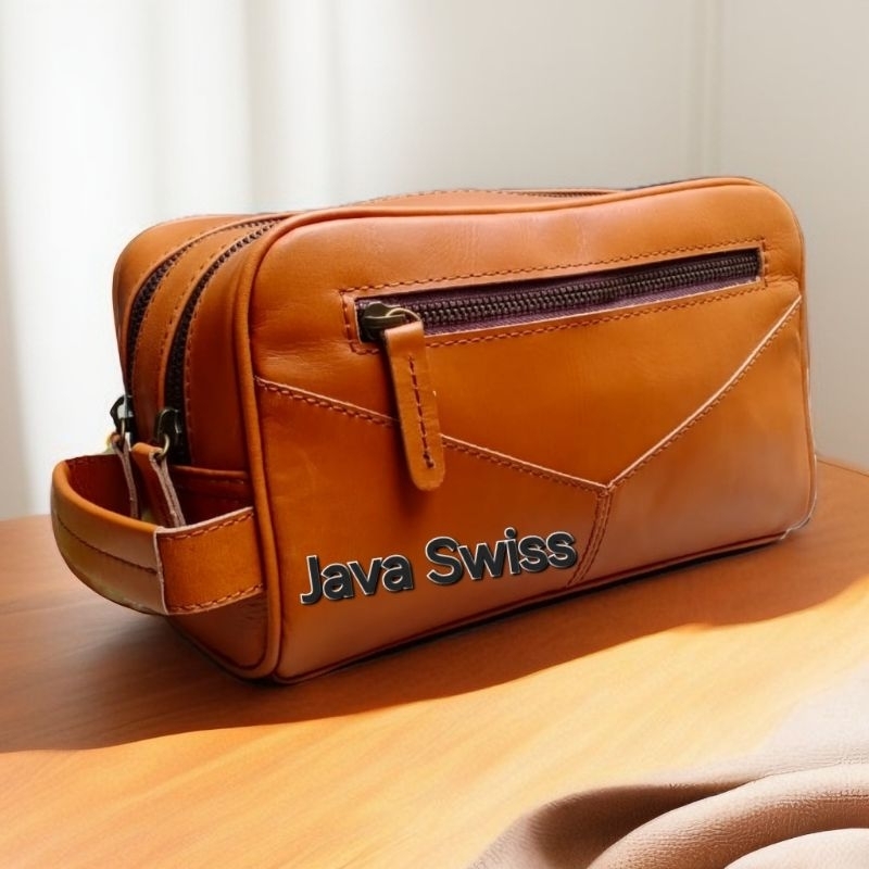 pouch bag kulit asli taoiletries bag hand bag clutch pria kulit asli