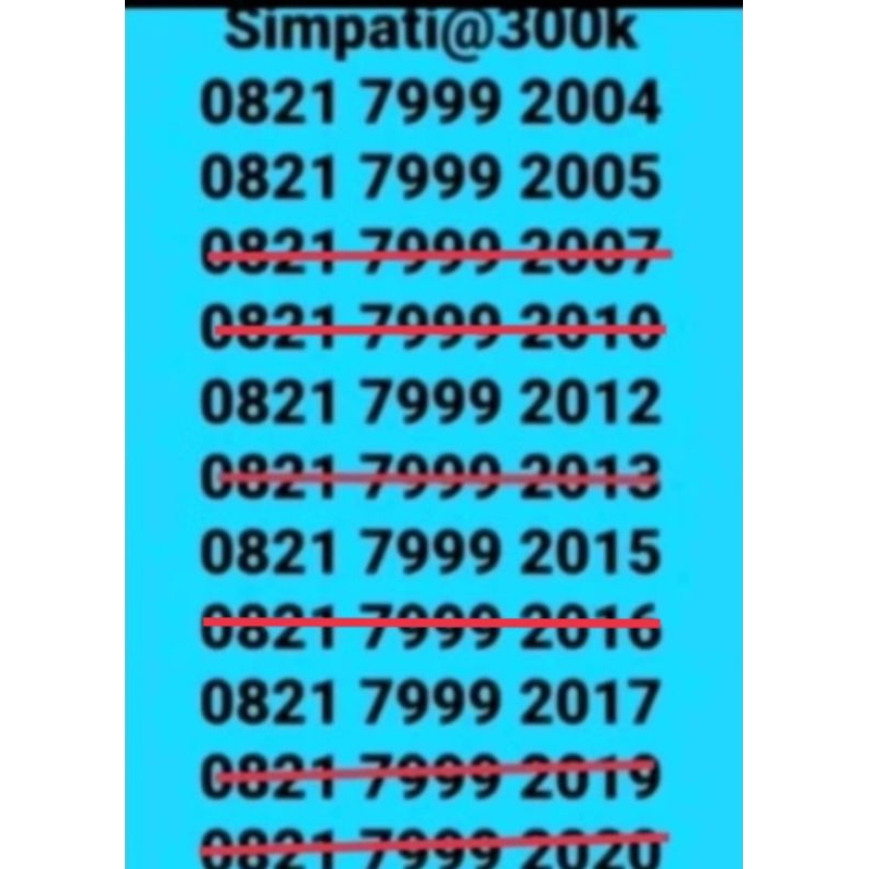 nomor cantik simpati 08** 7999 ****(2004,2005,2012,2015,2017)nocan-kartu-perdana-telkomsel