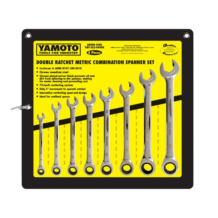YAMOTO, Kunci Pas & Ring Kombinasi ukuran 8 - 19 mm, 1 set isi 8 pcs, YMT5820490K
