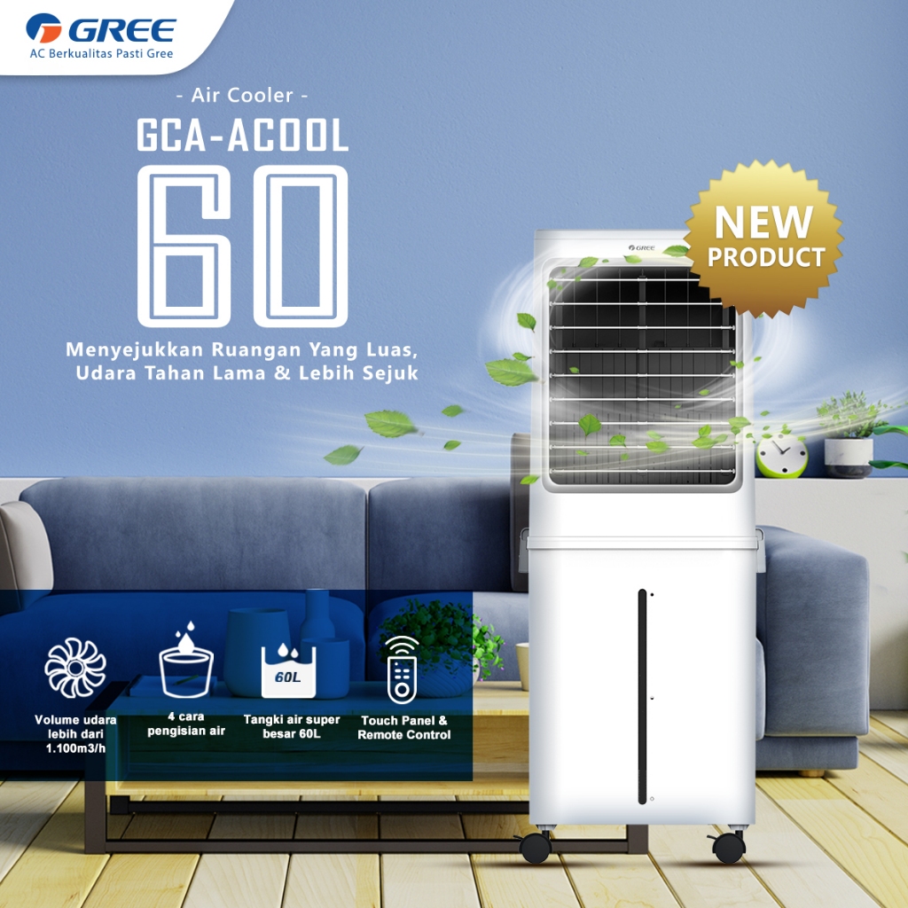 GREE Air Cooler Model GCA-ACOOL60 - with Honeycomb + pra-filter - Penyejuk - Humidifier -Tangki 60L