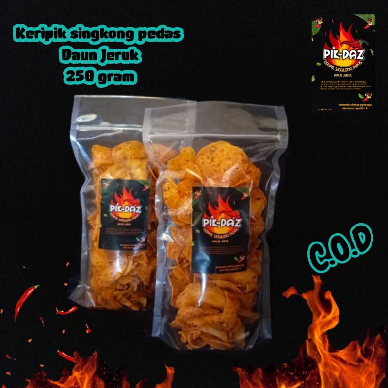 

keripik singkong pedas daun jeruk 250gram/cemilan/snack/keripik pedas/pikset/kripset/keripik singkong